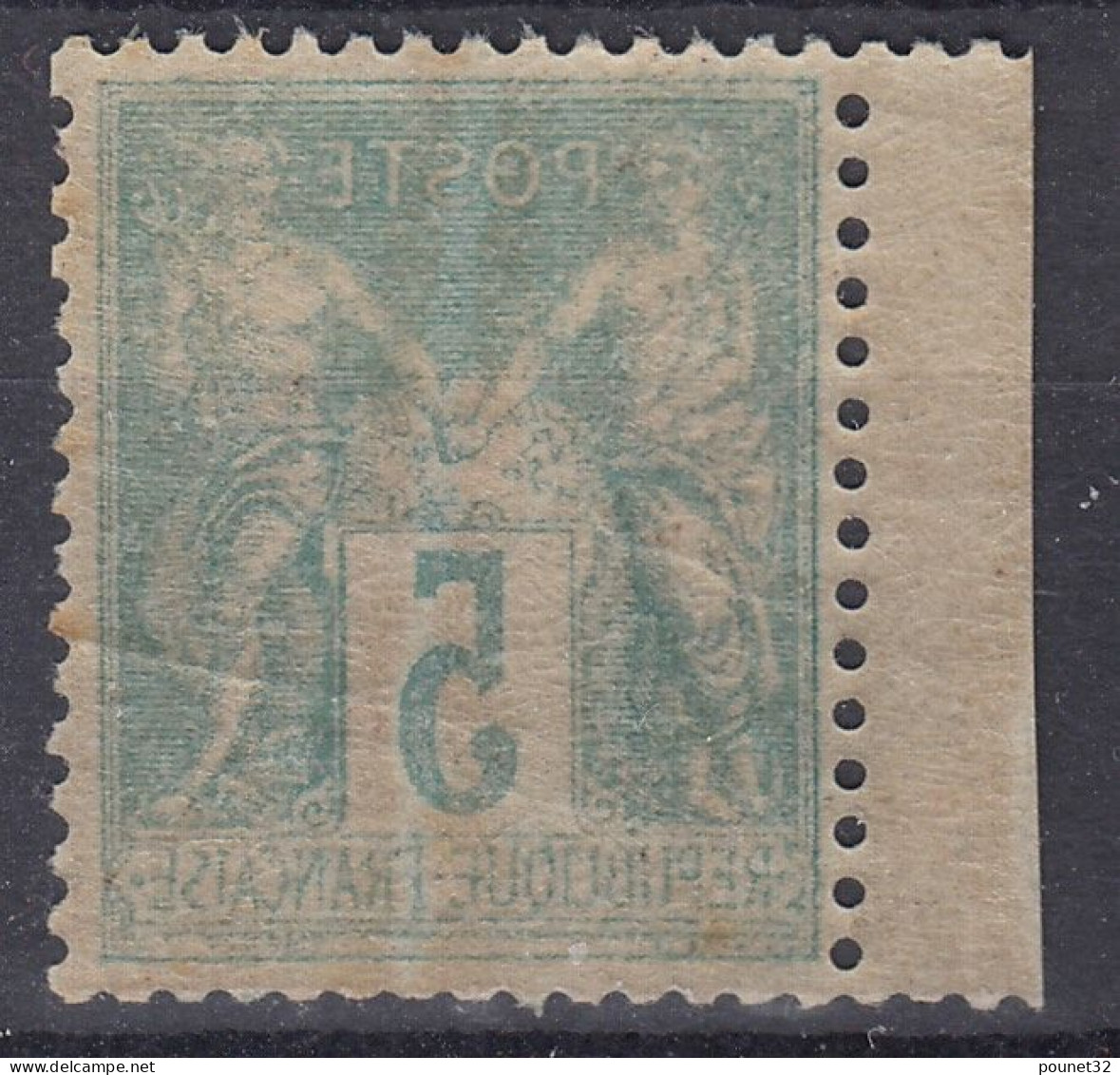 TIMBRE FRANCE SAGE N° 75 RARE RECTO VERSO INTEGRAL NEUF ** GOMME SANS CHARNIERE - 1876-1898 Sage (Type II)