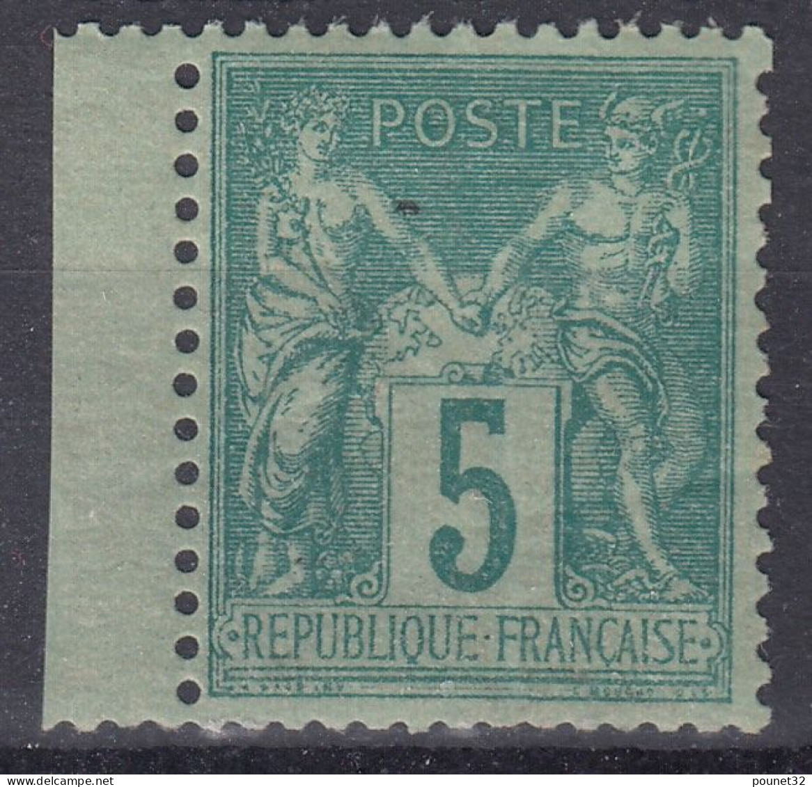 TIMBRE FRANCE SAGE N° 75 RARE RECTO VERSO INTEGRAL NEUF ** GOMME SANS CHARNIERE - 1876-1898 Sage (Type II)