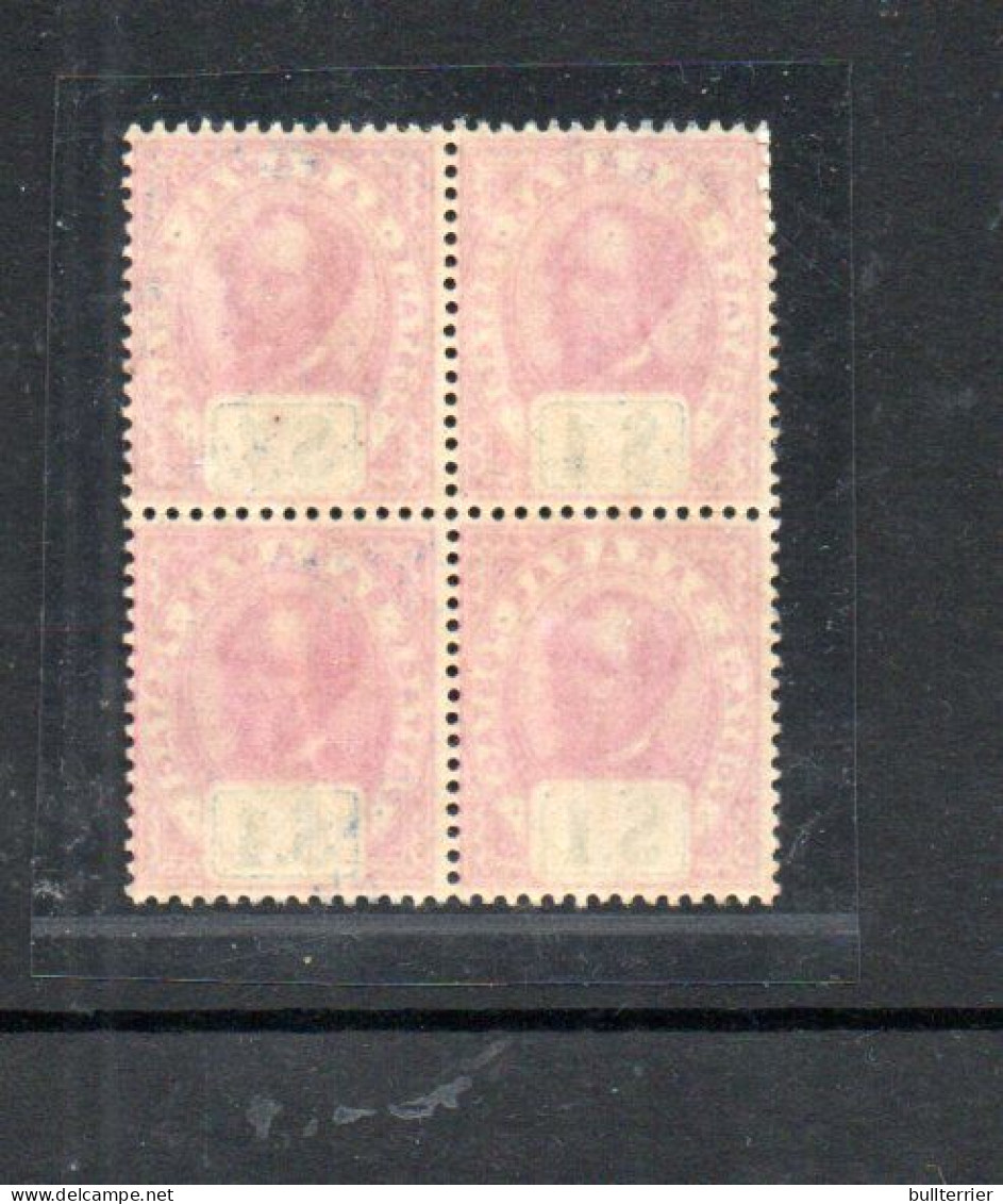 SARAWAK -1899 CHARLES BROOKE $1 RED AND GREEN  BLOCK OF 4 MNH / OG , SG CAT £400, SCARCE AS BLOCK - Sarawak (...-1963)