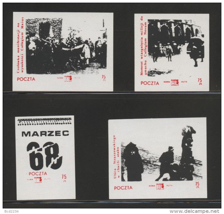 POLAND SOLIDARNOSC SOLIDARITY SALE ITEM SCENES OF PROTESTS FROM 1968 SET OF 4 POLICE - Solidarnosc Labels
