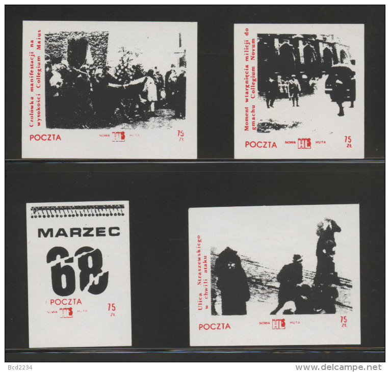 POLAND SOLIDARNOSC SOLIDARITY SALE ITEM SCENES OF PROTESTS FROM 1968 SET OF 4 POLICE - Vignette Solidarnosc