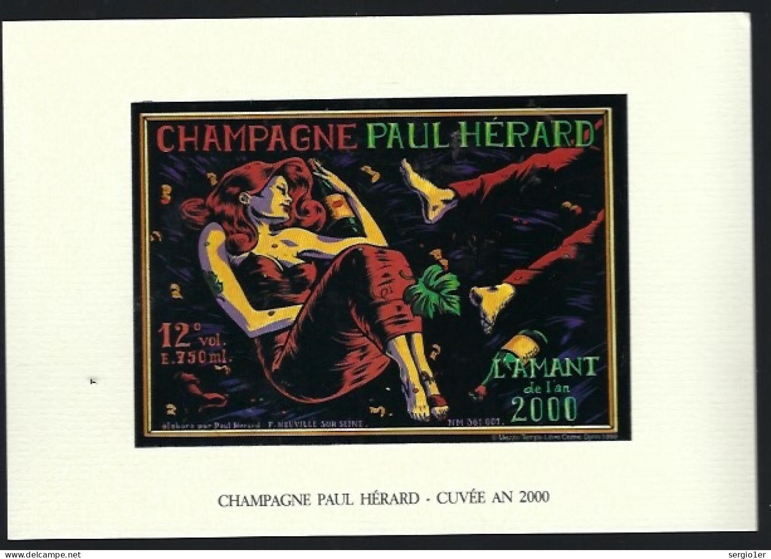 Etiquette Champagne  Paul Herard  Neuville Sur Seine Aube 10 L'Amant BD Dessin De Mezzo - Champagne