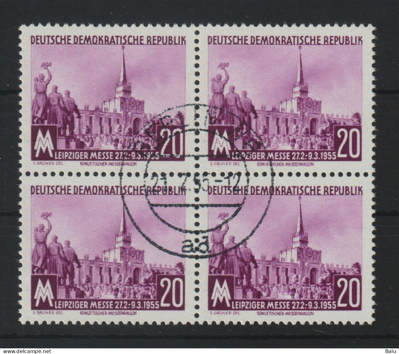 DDR 1955 Michel Nr. 447 YI (4) Gef.gestmplt Ersttag, Gepr. Paul BPP, Michel 200,-€, 2 Scans - Oblitérés
