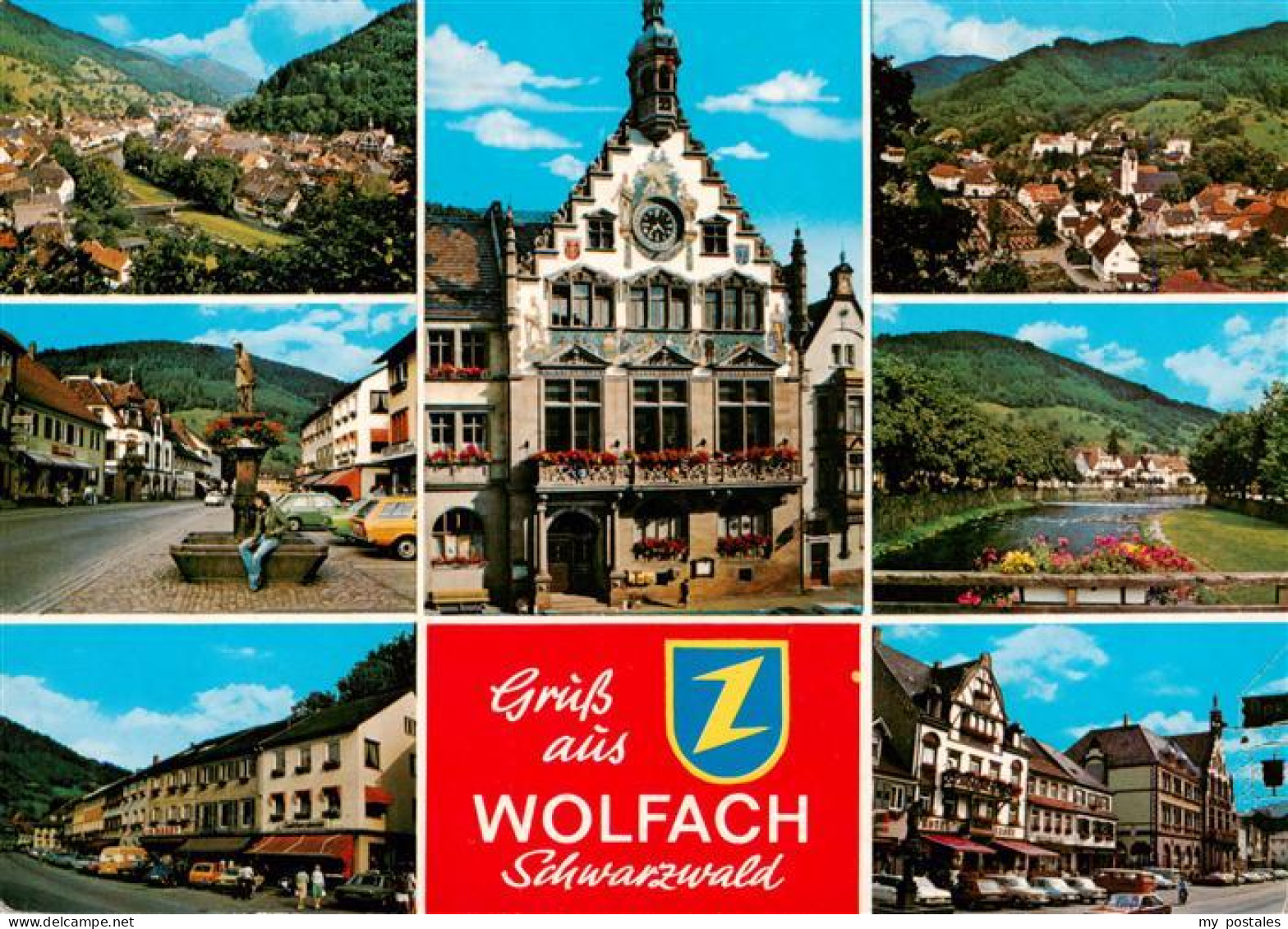 73937061 Wolfach_Schwarzwald Fliegeraufnahme Dorfbrunnen Ortsansichten Rathaus K - Wolfach