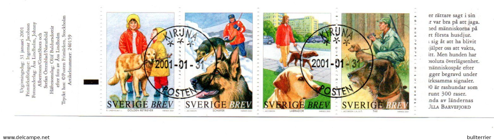 SWEDEN - 2001 - DOGS BOOKLET WITH OANE OF 4 FINE USED, SGCAT£9.60 - Used Stamps