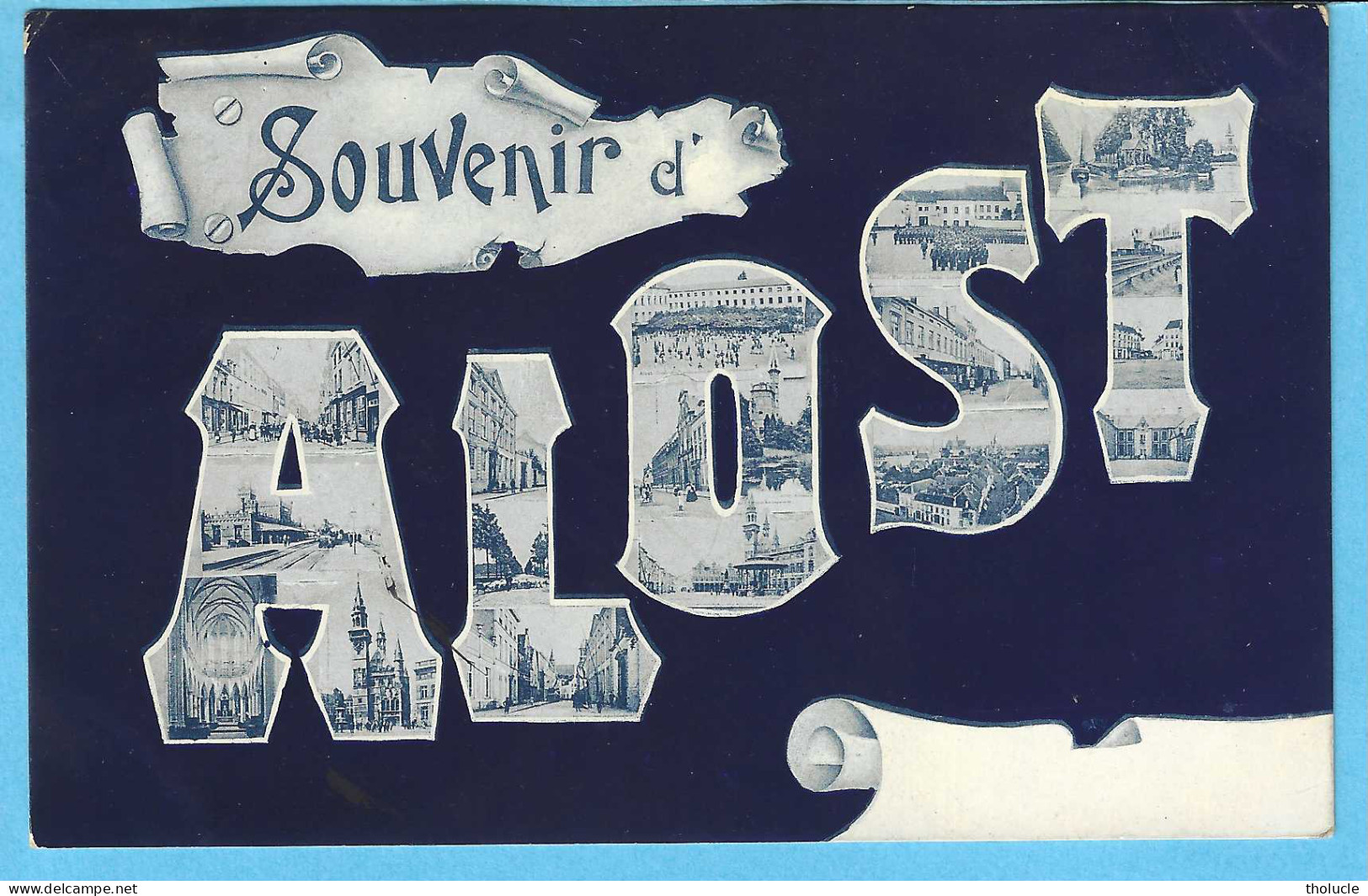 Souvenir D'Alost-Groeten Uit Aalst-1906-Multivues-carte Bleutée-Uitg.Ve Cornelis, Alost - Aalst