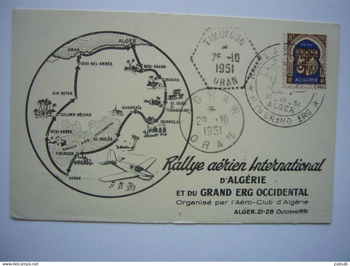 Avion / Airplane / RALLYE AERIEN INTERNATIONAL D'ALGERIE Et Du GRAND ERG OCCIDENTAL - 1946-....: Era Moderna