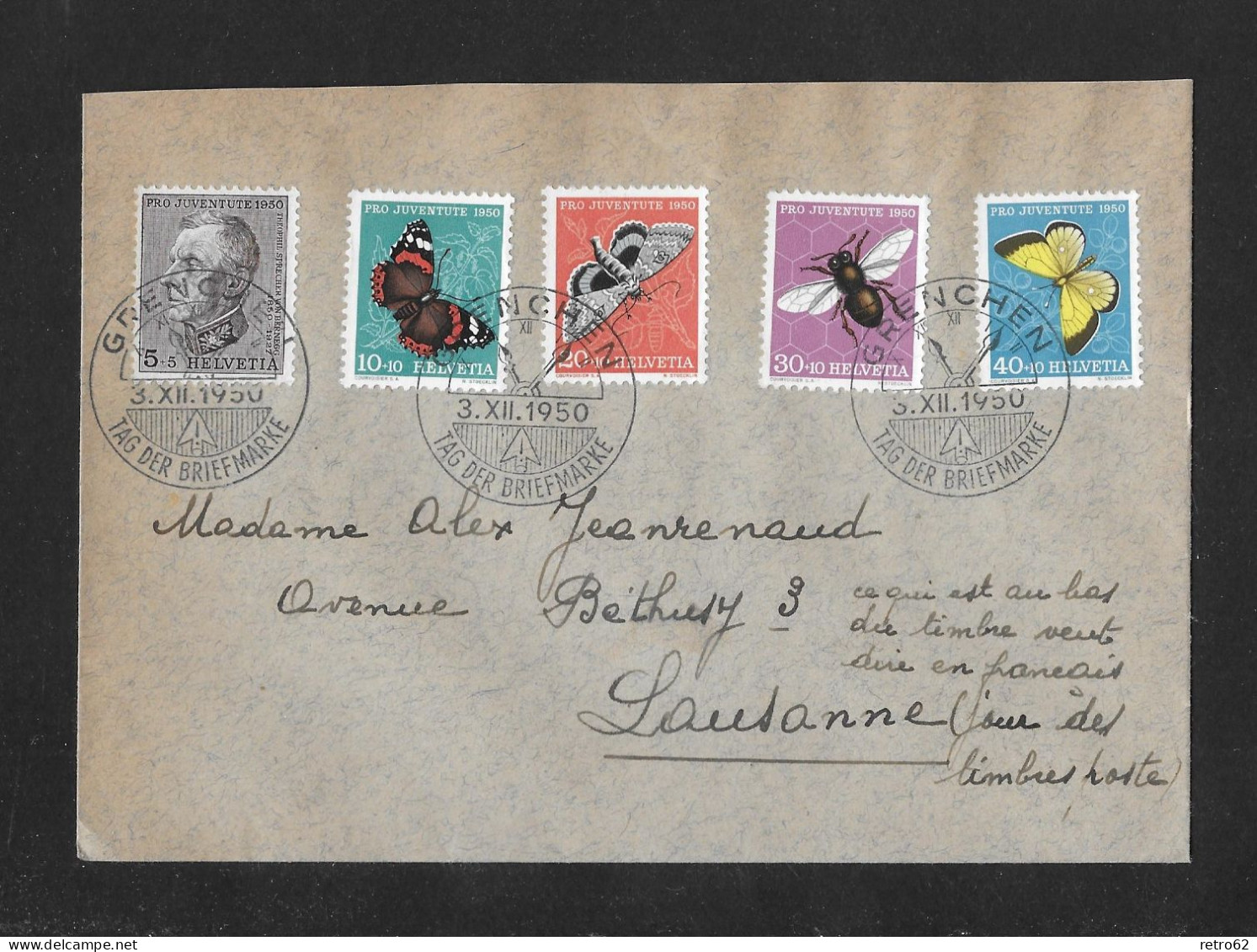 1950 SCHÖNER SATZBRIEF ► Tag Der Briefmarke 3.XII.1950 GRENCHEN - Storia Postale