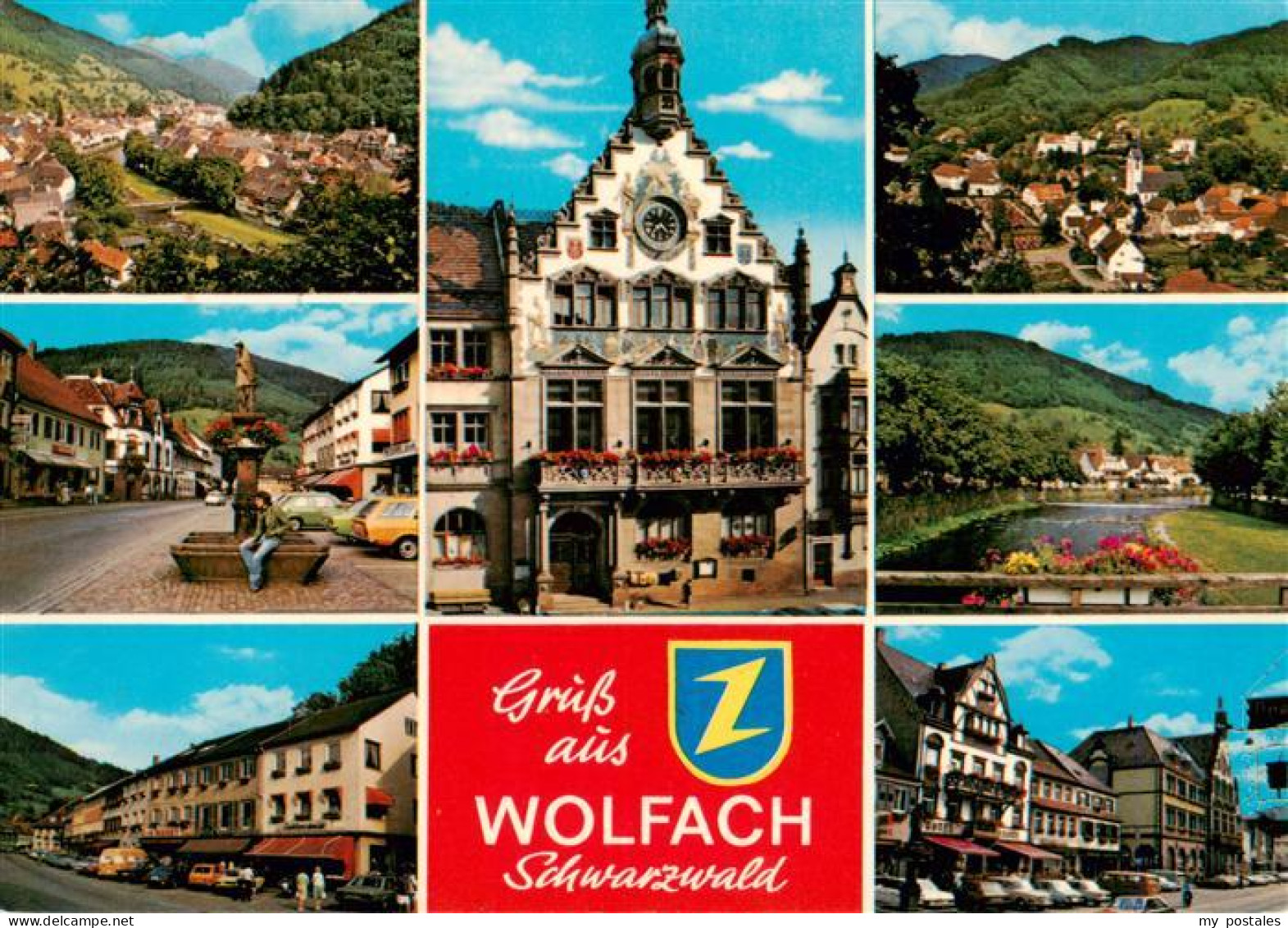 73936967 Wolfach_Schwarzwald Panorama Marktbrunnen Rathaus Ortspartien - Wolfach