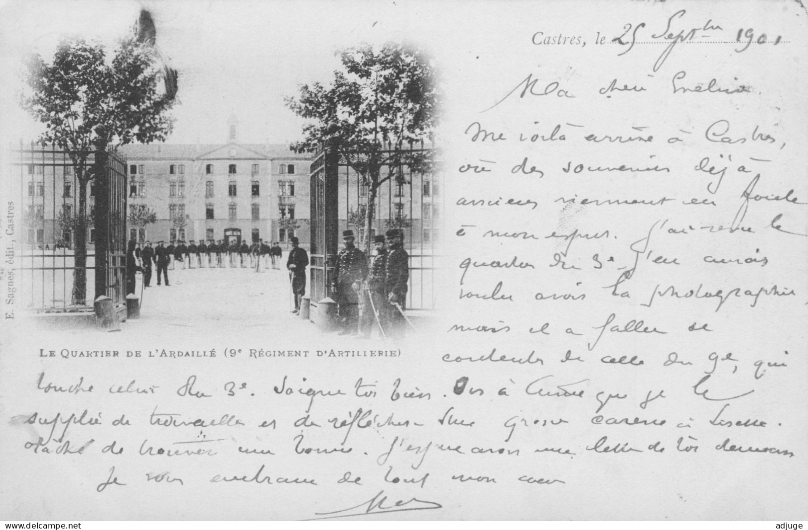 CPA-CASTRES*Caserne Du 9ème R.A - Quartier De L'Ardaillé- Carte Précurseur* DND6 Edit.E.Sagnes*Oblitération 1901* - Castres