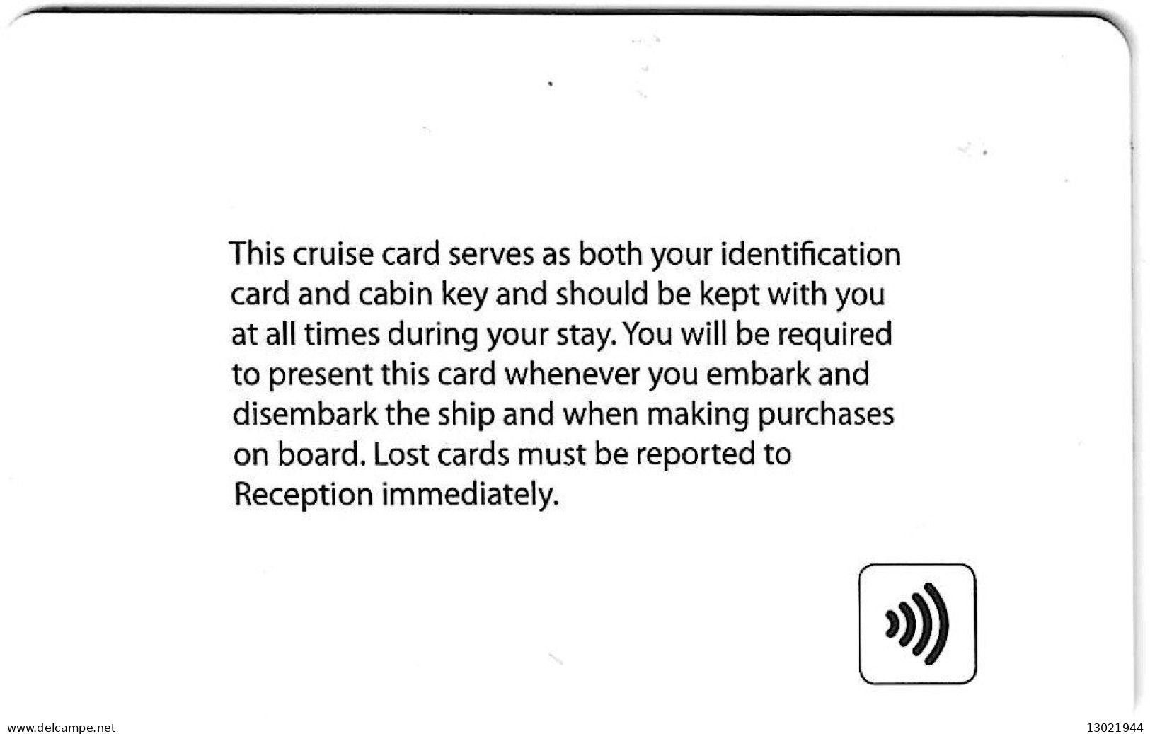 INGHILTERRA   KEY CABIN  P&O Cruises Arvia  (    Shipping Company ) - Cartas De Hotels