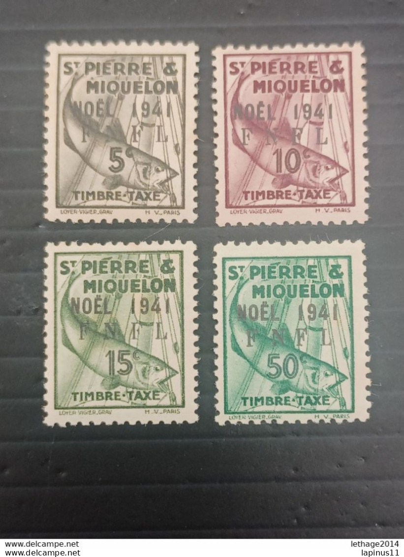 ST PIERRE ET MIQUELLON 1941 TAXE CHIFFRE OVERPRINT NOEL 1941 F N F L CAT. YVERT N. 42-43-44-47 MNH - Unused Stamps