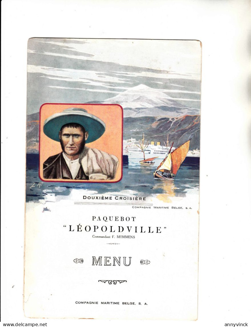 Compagnie Maritime Belge Paquebot Leopoldville Anvers-Congo 5 menu's plus 11 prentkaarten "Vie a bord"