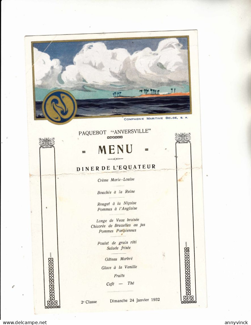 Compagnie Maritime Belge Paquebot Leopoldville Anvers-Congo 5 menu's plus 11 prentkaarten "Vie a bord"
