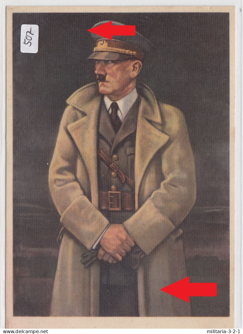 507, Adolf Hitler Im Mantel Farb Karte Nach Paul Roloff ! - 1939-45