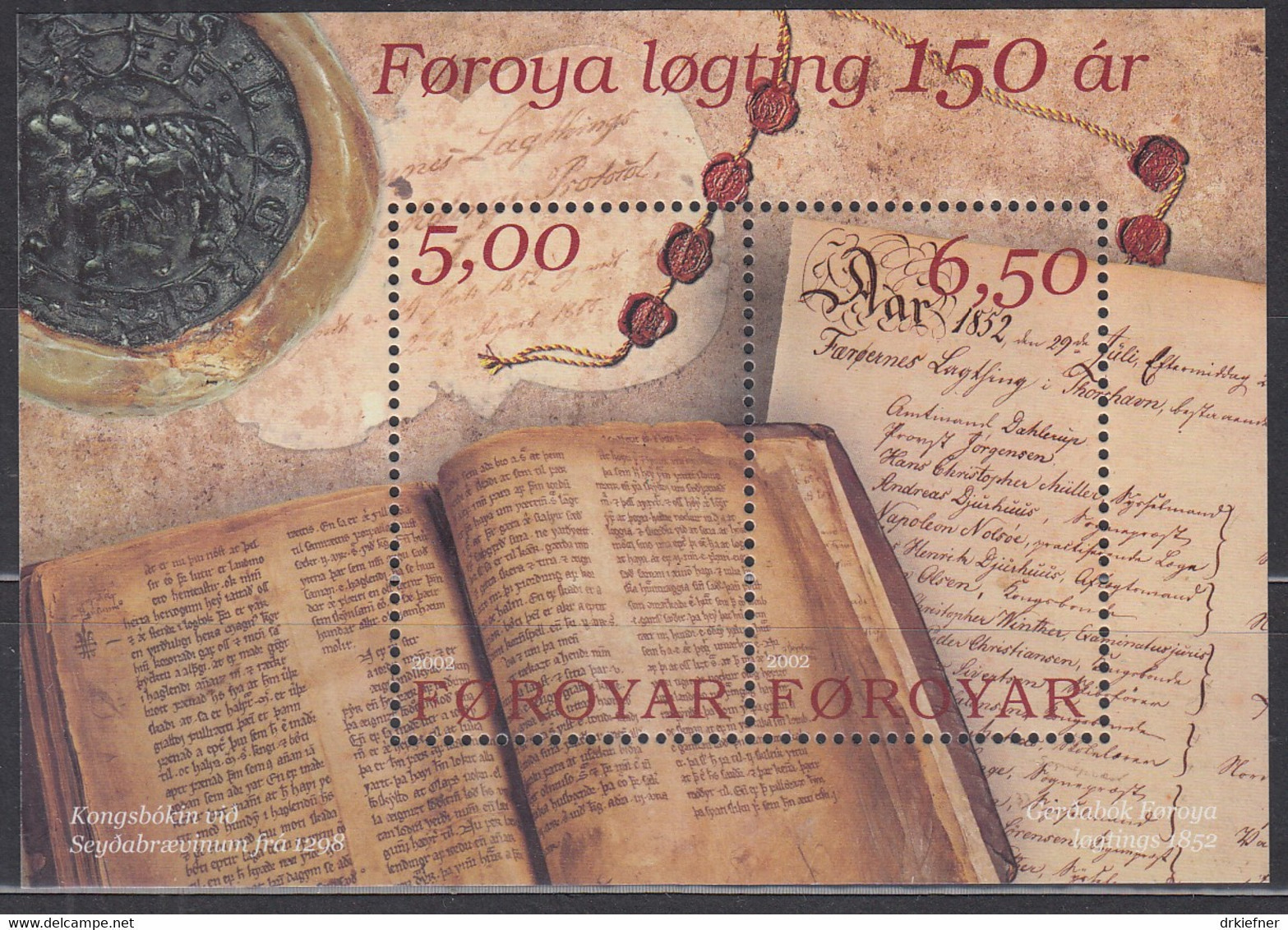 FÄRÖER  Block 13, Postfrisch **, 150. Jahrestag Der Wiedereinführung Des Løgting (Parlament), 2002 - Faroe Islands