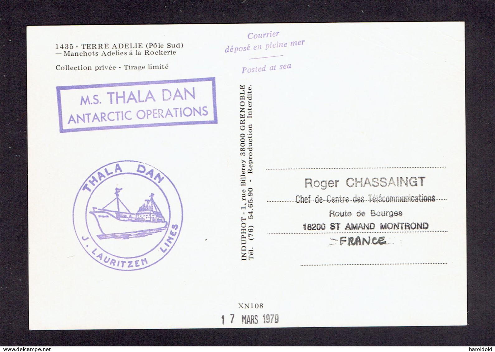 29e Expedition - CP Affranchissement Mixte Postée En Mer TP DANMARK + TAAF - Divers Cachets + LS Postée En Mer CàD - Lettres & Documents