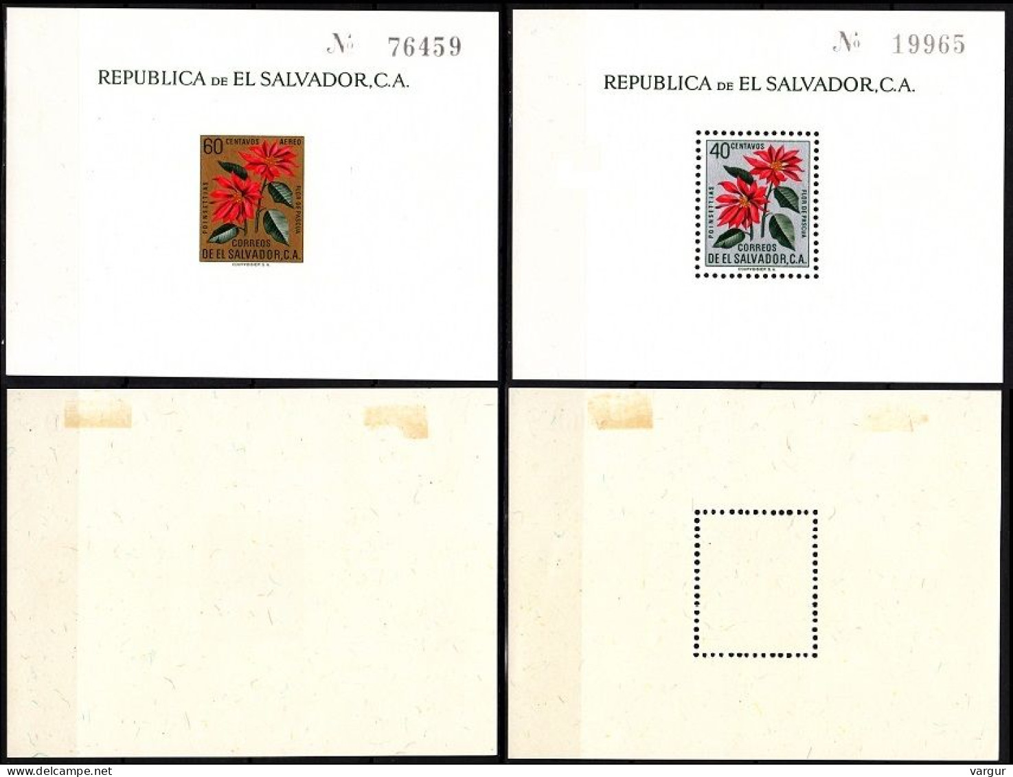 SALVADOR 1960 CHRISTMAS FLORA Plants: Flowers. 2 Souvenir Sheets, MH OG - Altri & Non Classificati
