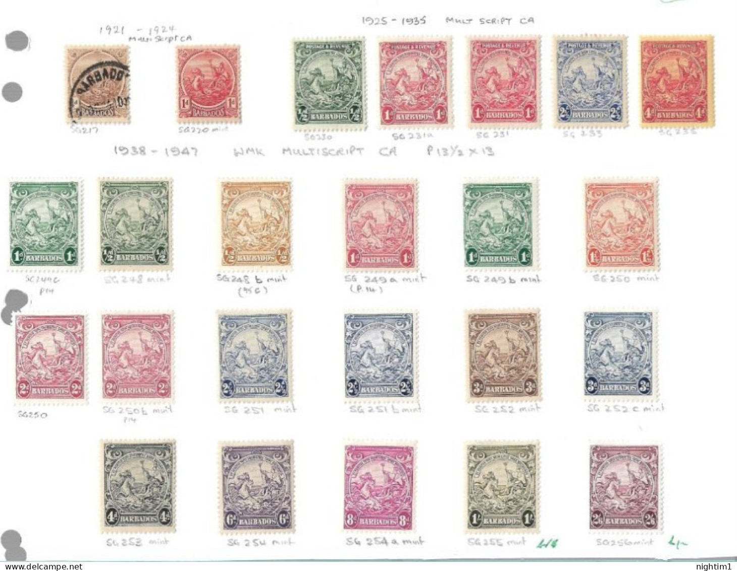 BARBADOS COLLECTION. 1925 AND 1938/47 DEFINITIVES. MINT TO 2/6d. - Barbados (1966-...)