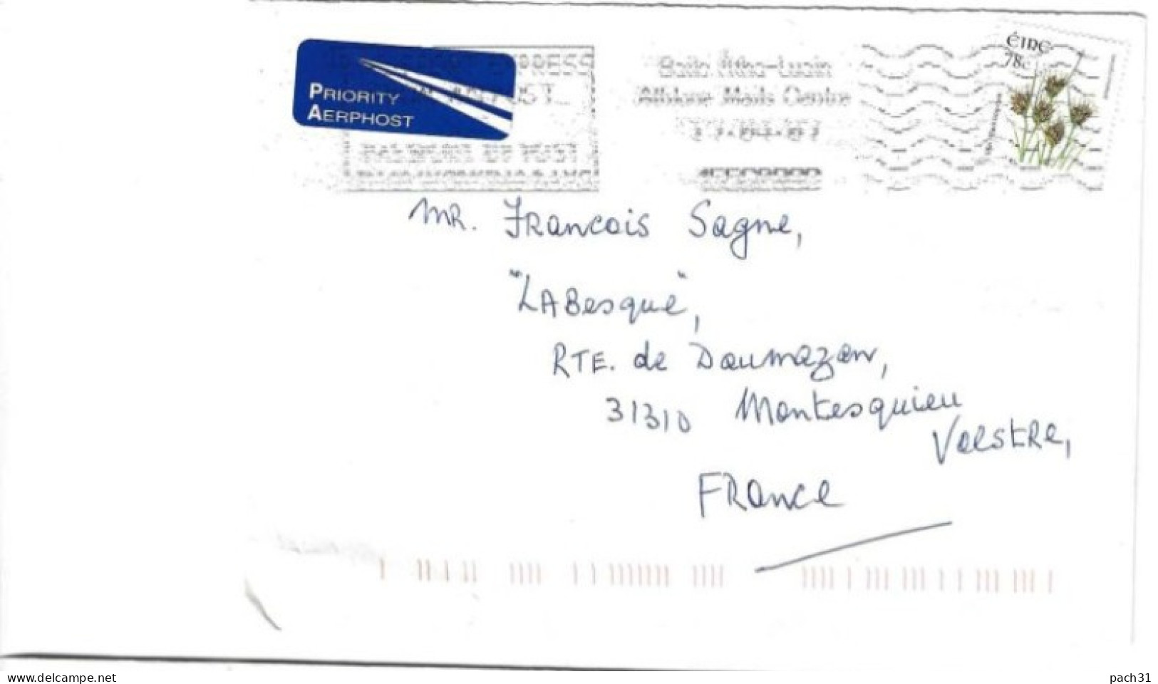 Eire Lettre Pour Montesquieu Volvestre  Fleurs 2004 - Covers & Documents