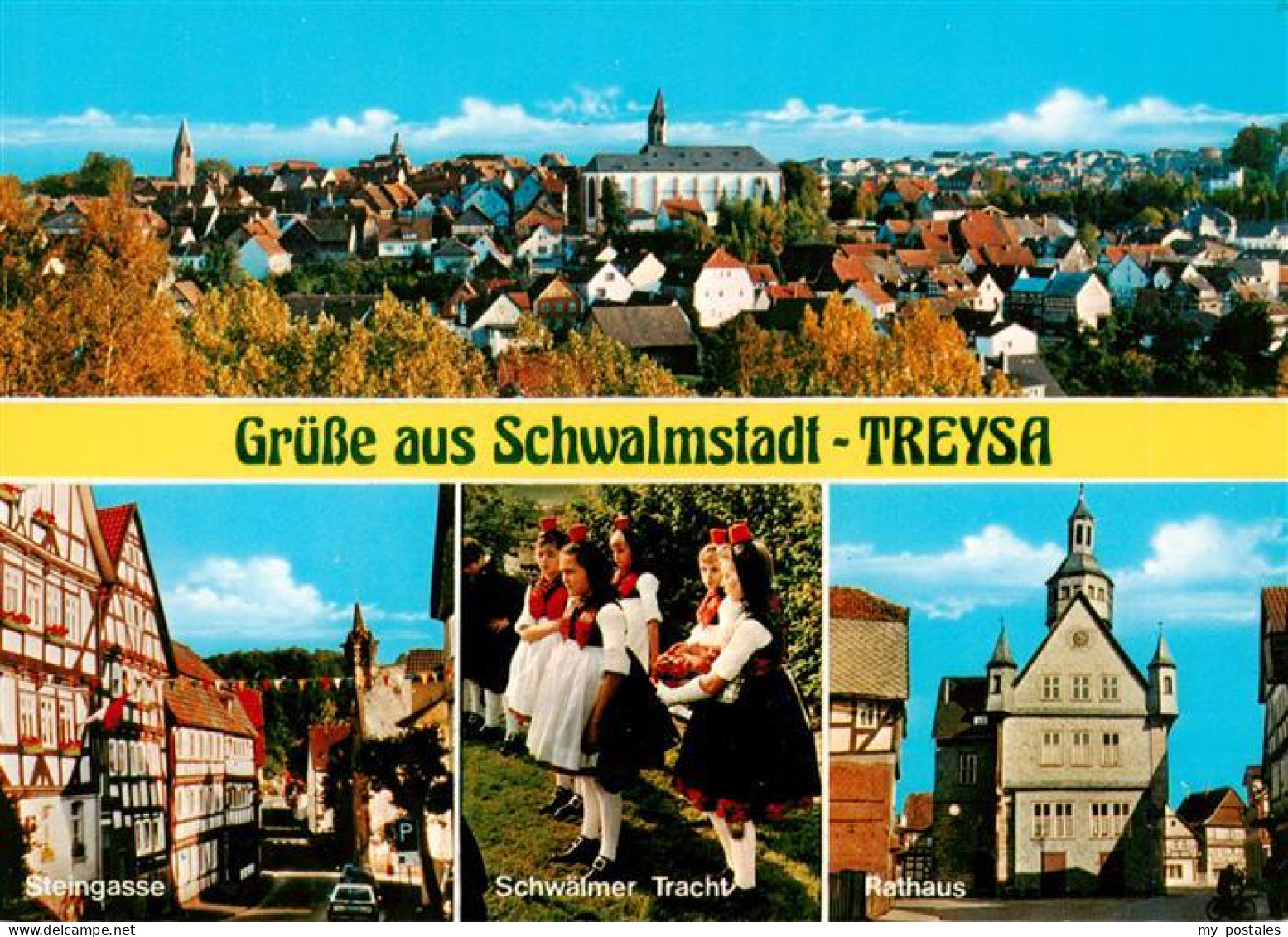 73936709 Treysa Panorama Steingasse Schwalmer Tracht Rathaus - Schwalmstadt