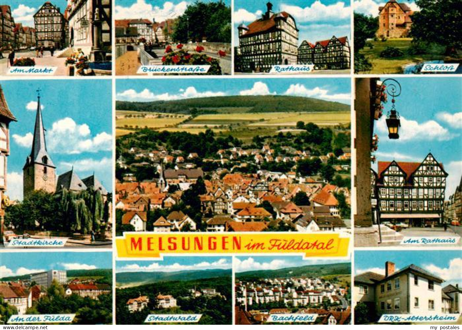 73936687 Melsungen_Fulda Markt Brueckenstrasse Rathaus Schloss Stadtkirche Panor - Melsungen