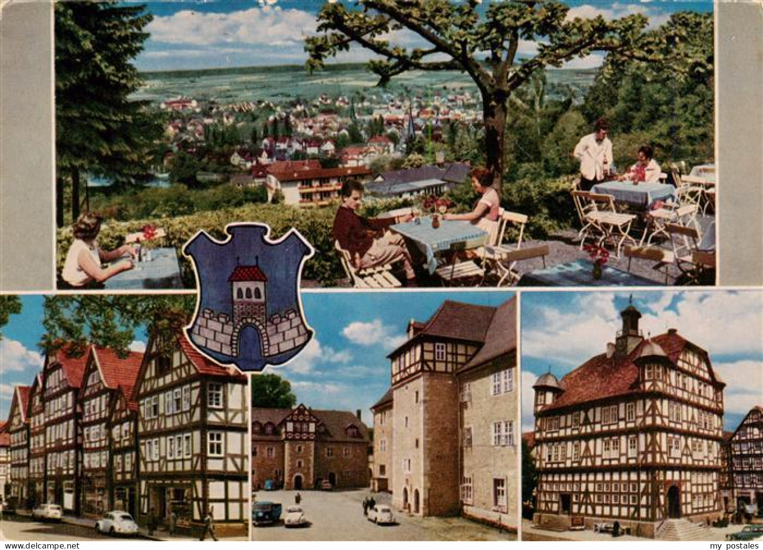 73936680 Melsungen_Fulda Panorama Terrasse Fachwerkhaeuser Stadtplatz - Melsungen