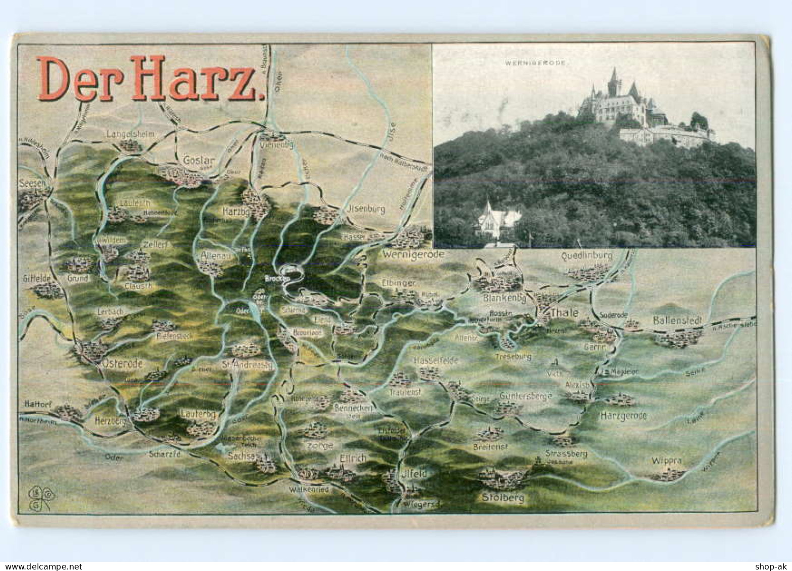 T6242/ Landkarten AK  Der Harz  Wernigerode  Ca.1925 - Mapas