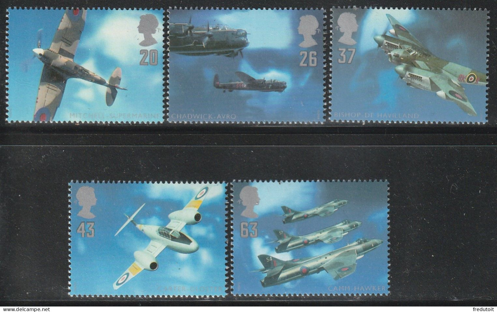 GRANDE BRETAGNE - N°1967/71 ** (1997) Avions - Unused Stamps