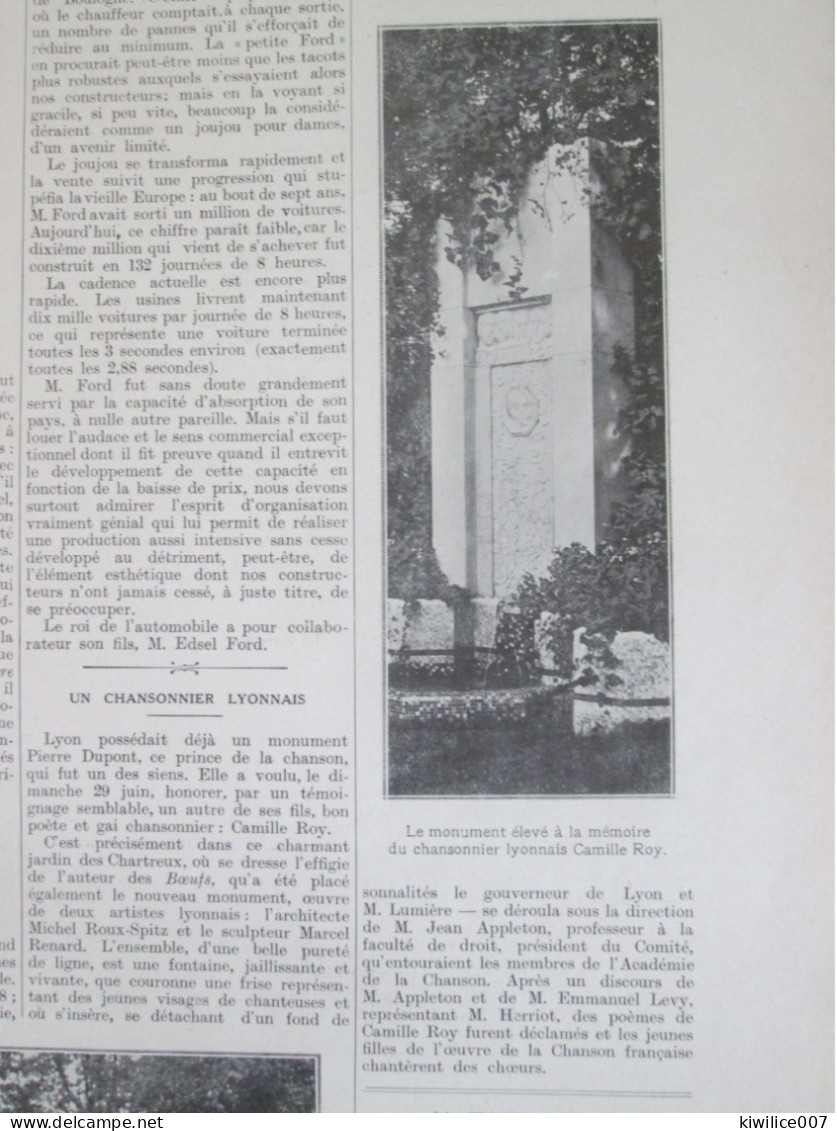 1924  Le Chansonnier CAMILLE ROY LYON   Monument - Non Classificati