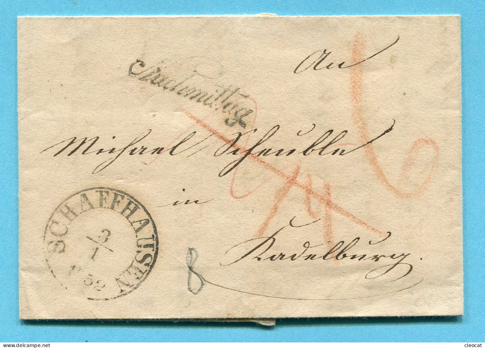 Faltbrief Von Schaffhausen Nach Radelsburg 1852 - ...-1845 Prephilately