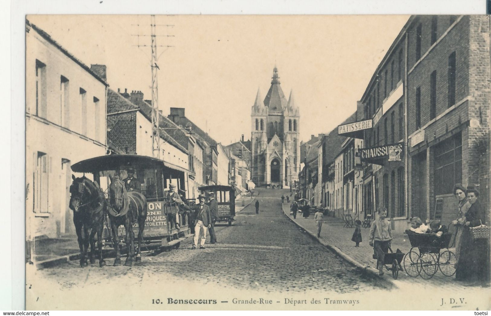 PERUWELZ  BONSECOURS    TRAM  TRAMWAYS PAARDEN CHEVAUX - Peruwelz