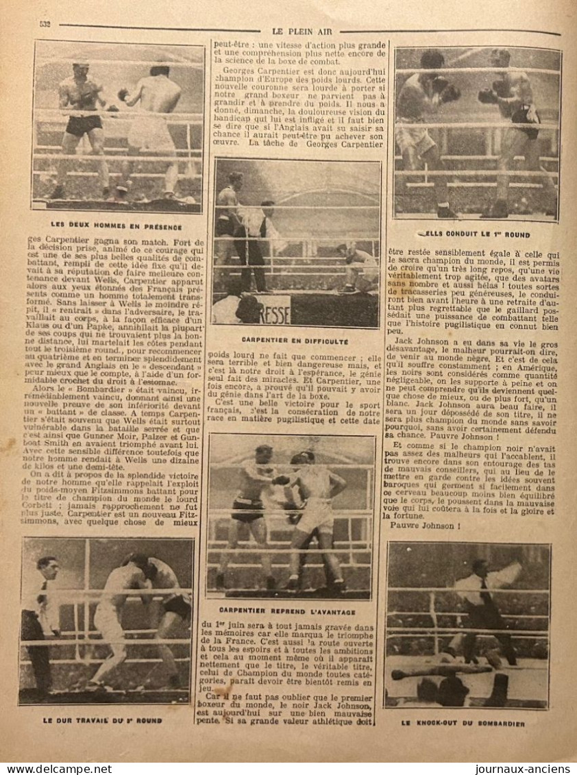 1913 BOXE - Georges CARPENTIER Vainqueur Du Bombardier WELLS Et Champion D'Europe De Boxe Anglaise ( Toutes Catégories ) - 1900 - 1949