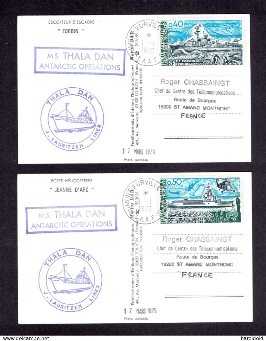 29e Expedition - 2 CP MAXIMUM - TP N°74 E.E FORBIN Voyagée - TP N°75 PH JEANNE D'ARC Voyagée + 1 LS Tarif Imprimé CàD - Covers & Documents