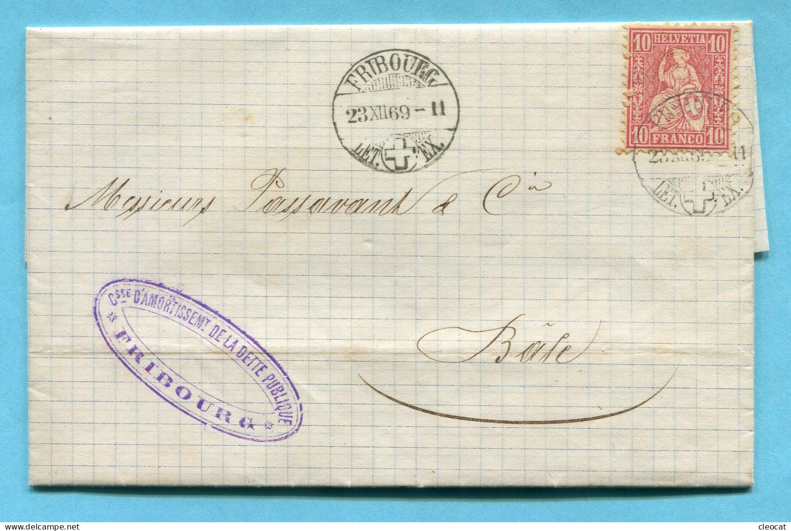 Faltbrief Von Fribourg Nach Basel 1869 - Brieven En Documenten
