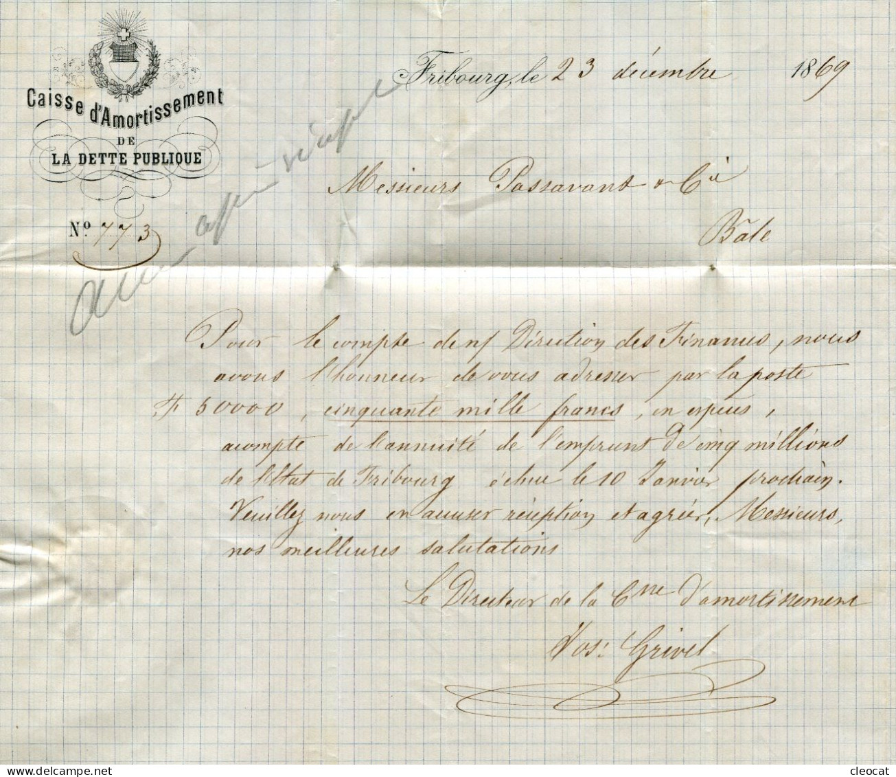 Faltbrief Von Fribourg Nach Basel 1869 - Lettres & Documents