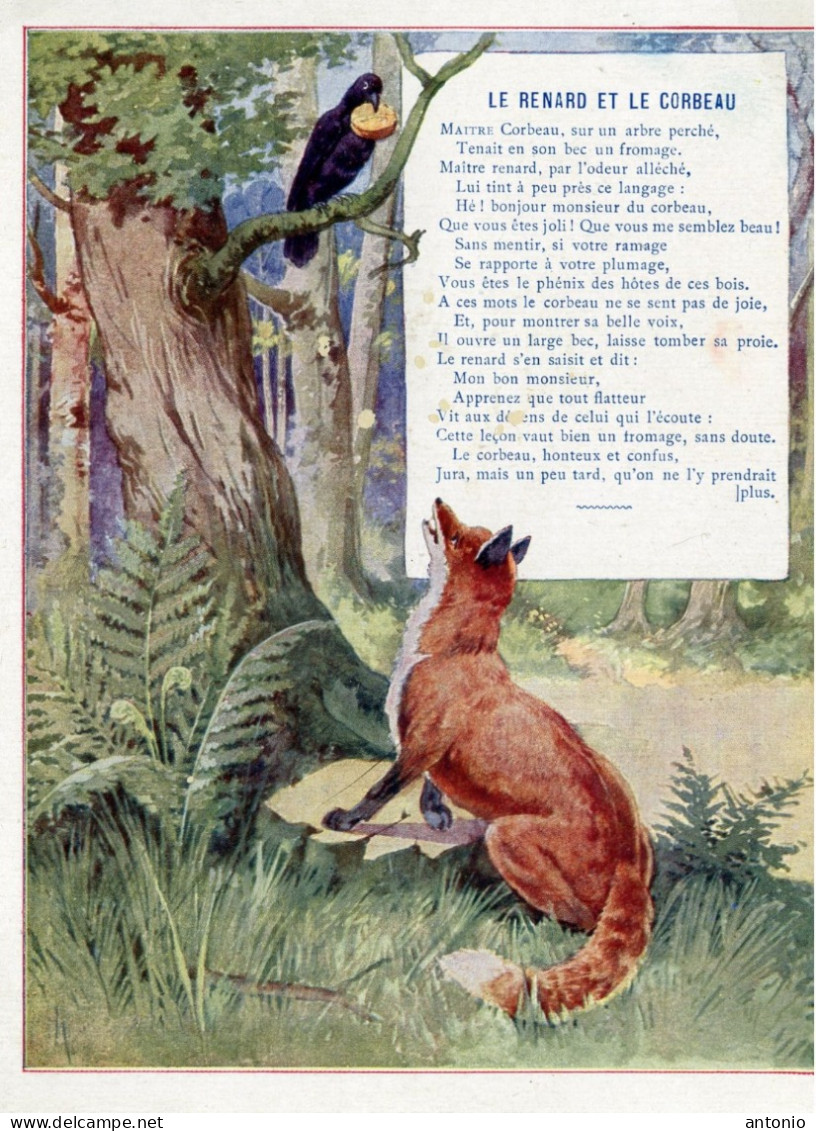 CHROMO FABLES DE LA FONTAINE - LE RENARD ET LE CORBEAU - LOYER CHARENTON - Autres & Non Classés