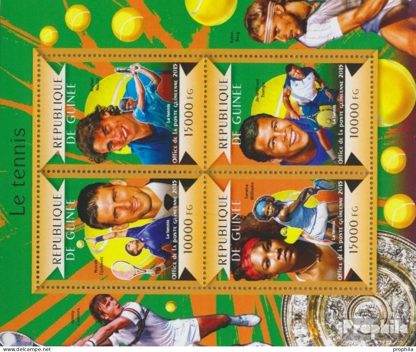 Guinea 10982-10985 Kleinbogen (kompl. Ausgabe) Postfrisch 2015 Tennis - Guinea (1958-...)