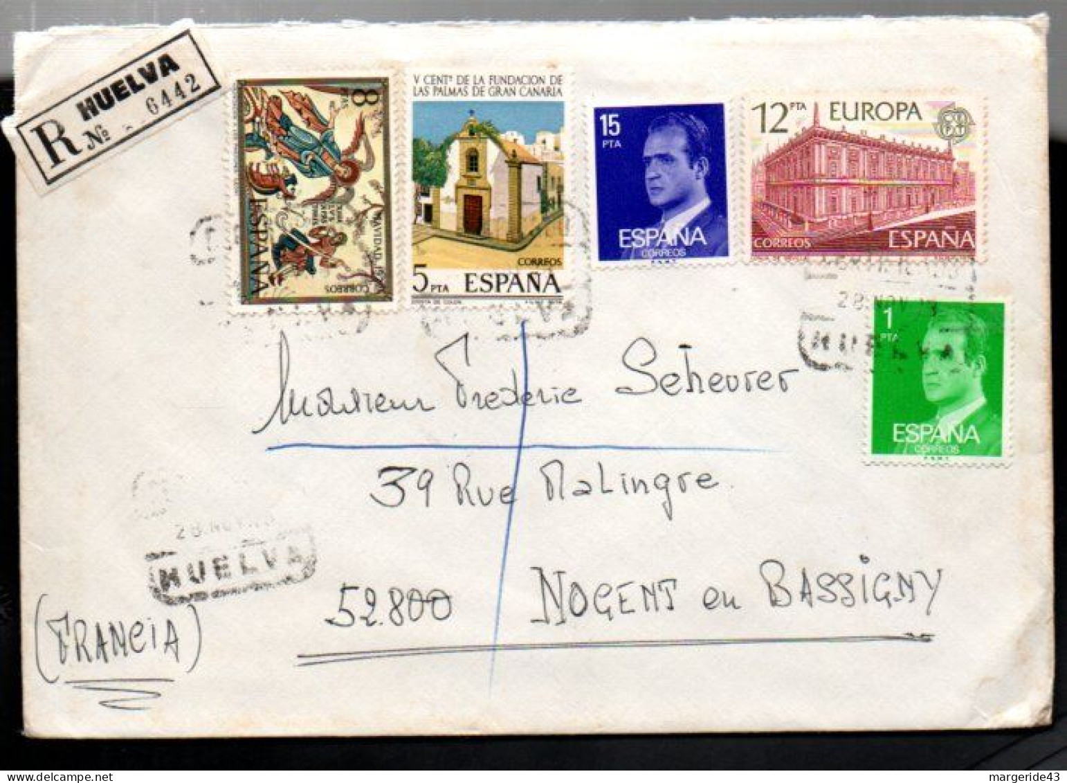 ESPAGNE AFFRANCHISSEMENT COMPOSE SUR LETTRE  RECOMMANDEE POUR LA FRANCE 1978 - Covers & Documents