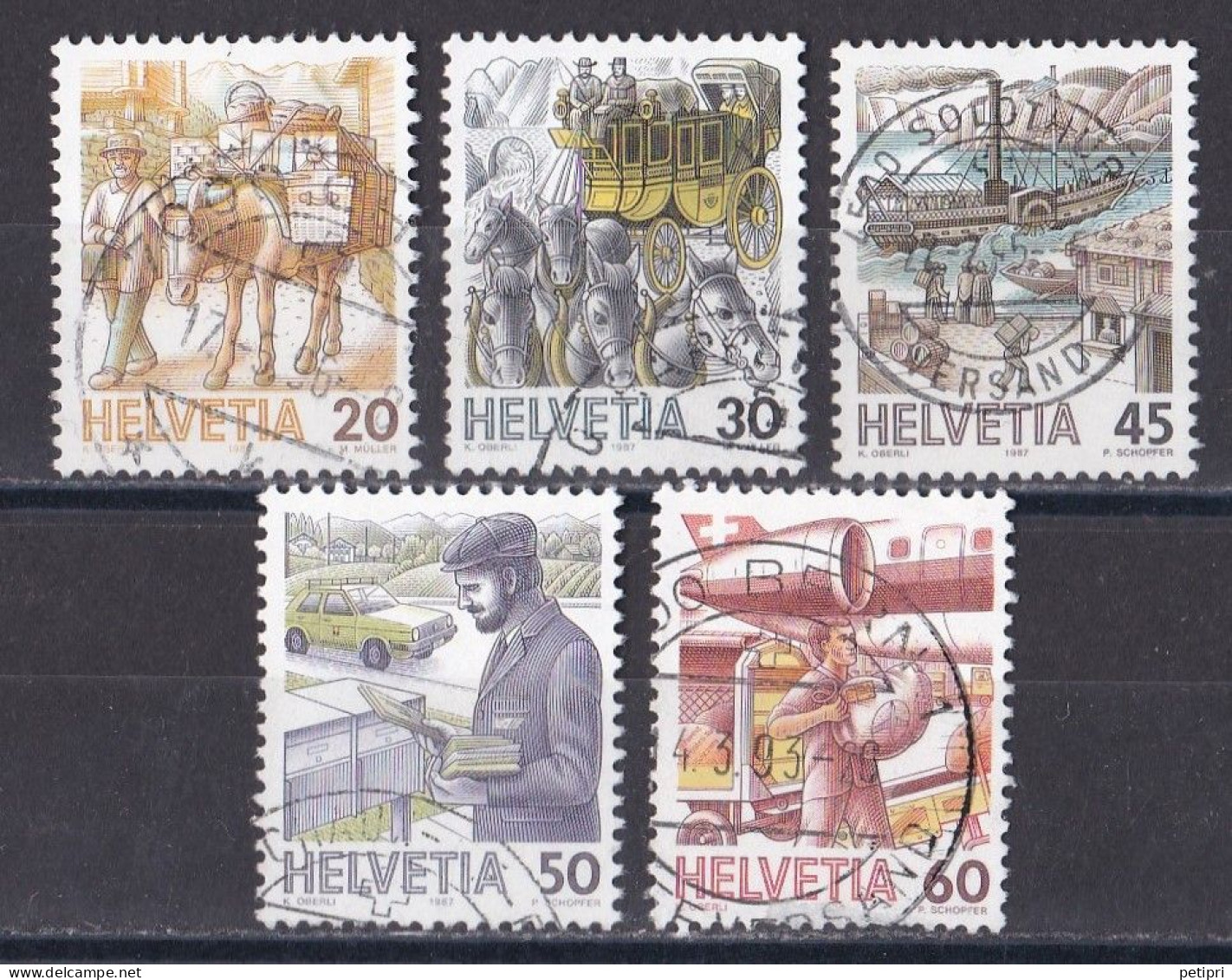 SUISSE    1980  1989  Y&T  N ° 1264  1265  1266  1267  1268  Oblitéré - Gebraucht