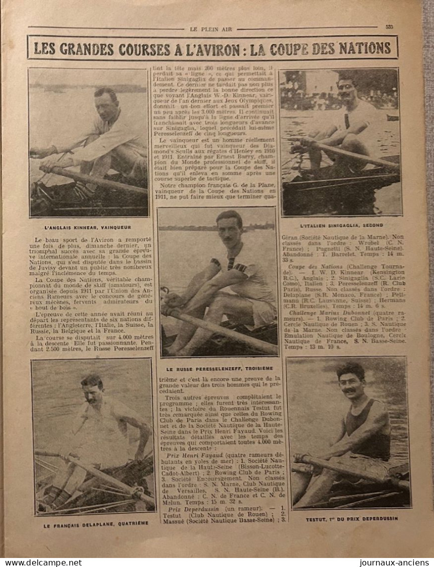 1913 AVIRON - Les Grandes Courses à L'Aviron - Coupe Des Nations - KINNEAR - SINIGAGLIA - PERESSELENZEFF - DELAPLANQUE - 1900 - 1949