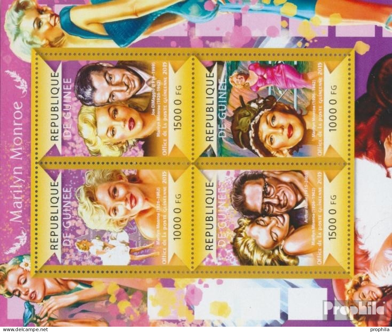 Guinea 10972-10975 Kleinbogen (kompl. Ausgabe) Postfrisch 2015 Marilyn Monroe - Guinée (1958-...)