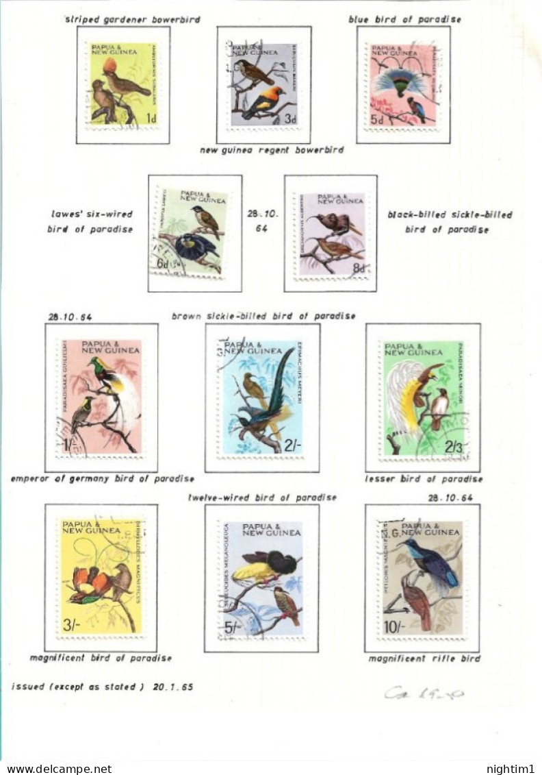 PAPUA & NEW GUINEA COLLECTION. ELIZABETH 11 BIRDS DEFINITIVES. USED TO 10/-. - Papua-Neuguinea