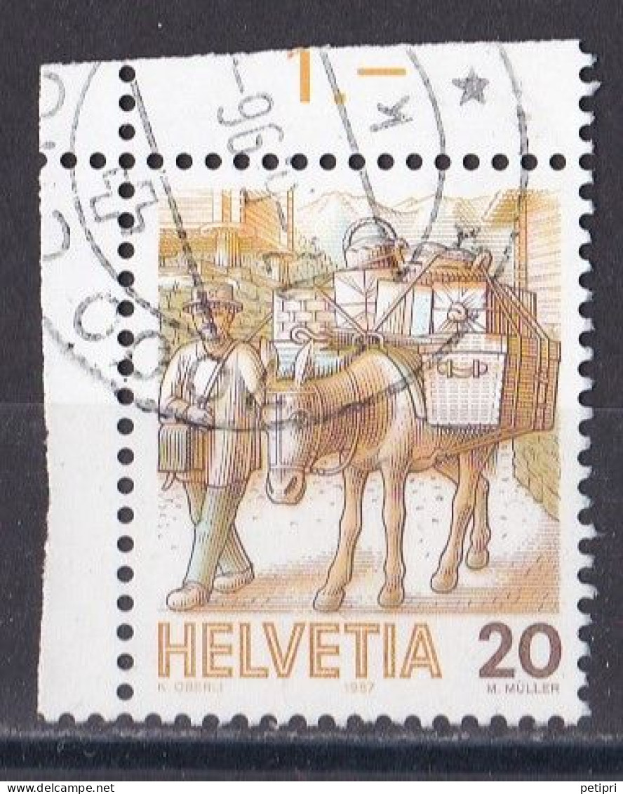 SUISSE    1980  1989  Y&T  N ° 1264  Coin De Feuille Oblitéré - Used Stamps