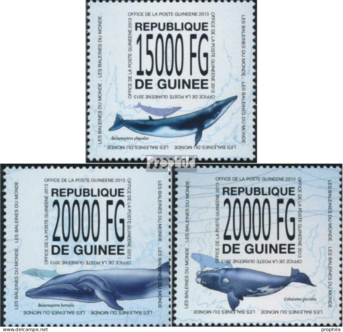 Guinea 10113-10115 (kompl. Ausgabe) Postfrisch 2013 Wale - República De Guinea (1958-...)