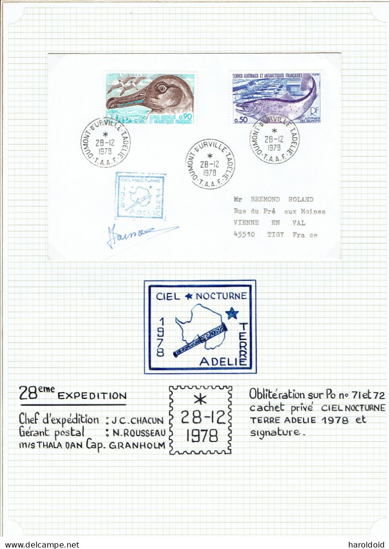 28e Expedition - LS Cachet Privé Ciel Nocturne Avec Signature - Lettres & Documents