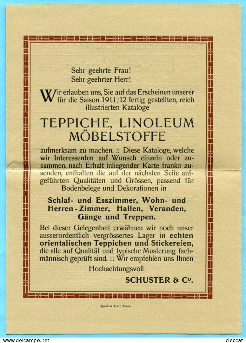 Brief P.P. St. Gallen Nach Langdorf 1911 - Absender: Teppichhaus Schuster & Co. Mit Inhalt - Lettres & Documents