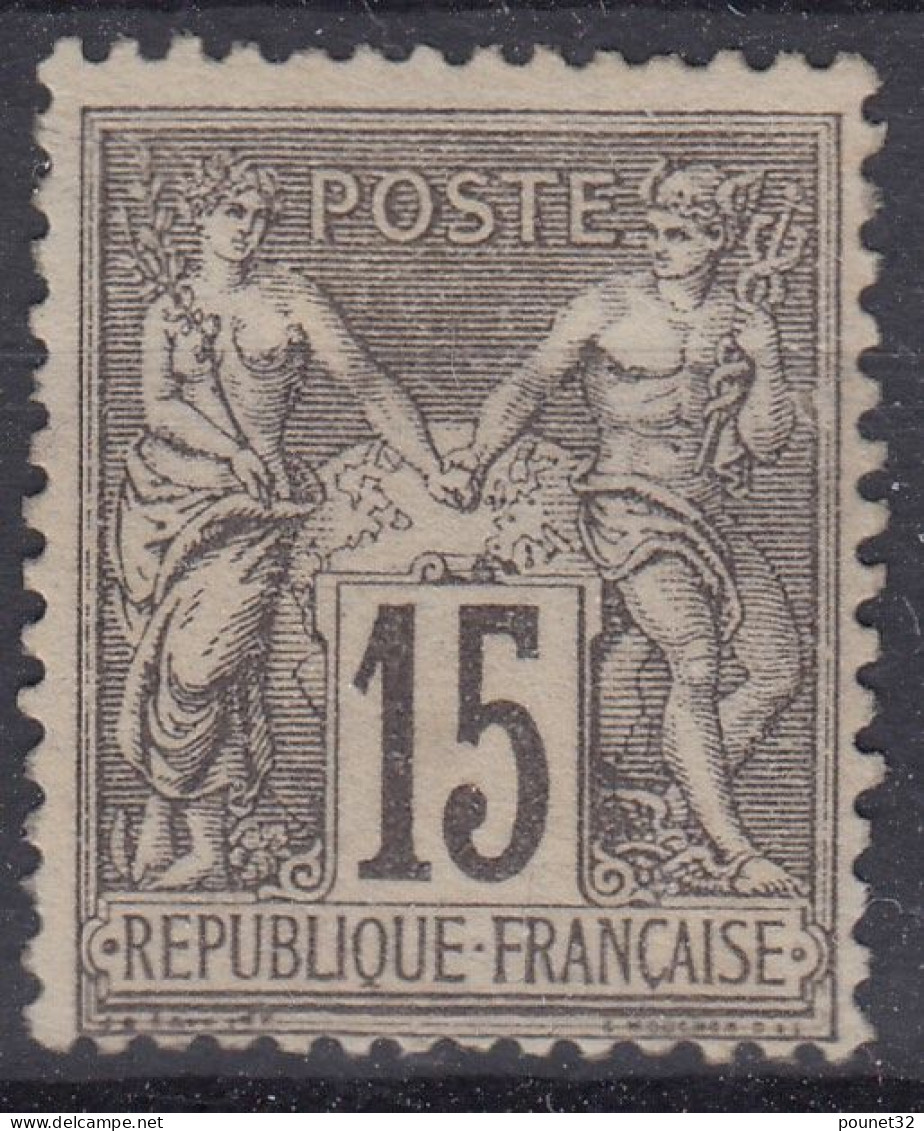 TIMBRE FRANCE SAGE 15c GRIS N/U N° 77 NEUF (*) SANS GOMME - COTE 350 € - 1876-1898 Sage (Type II)