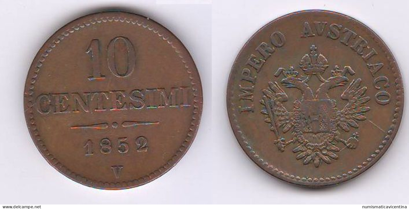 10 Centesimi 1852 Venezia Impero Austriaco Lombardo Veneto - Oesterreichische Administration