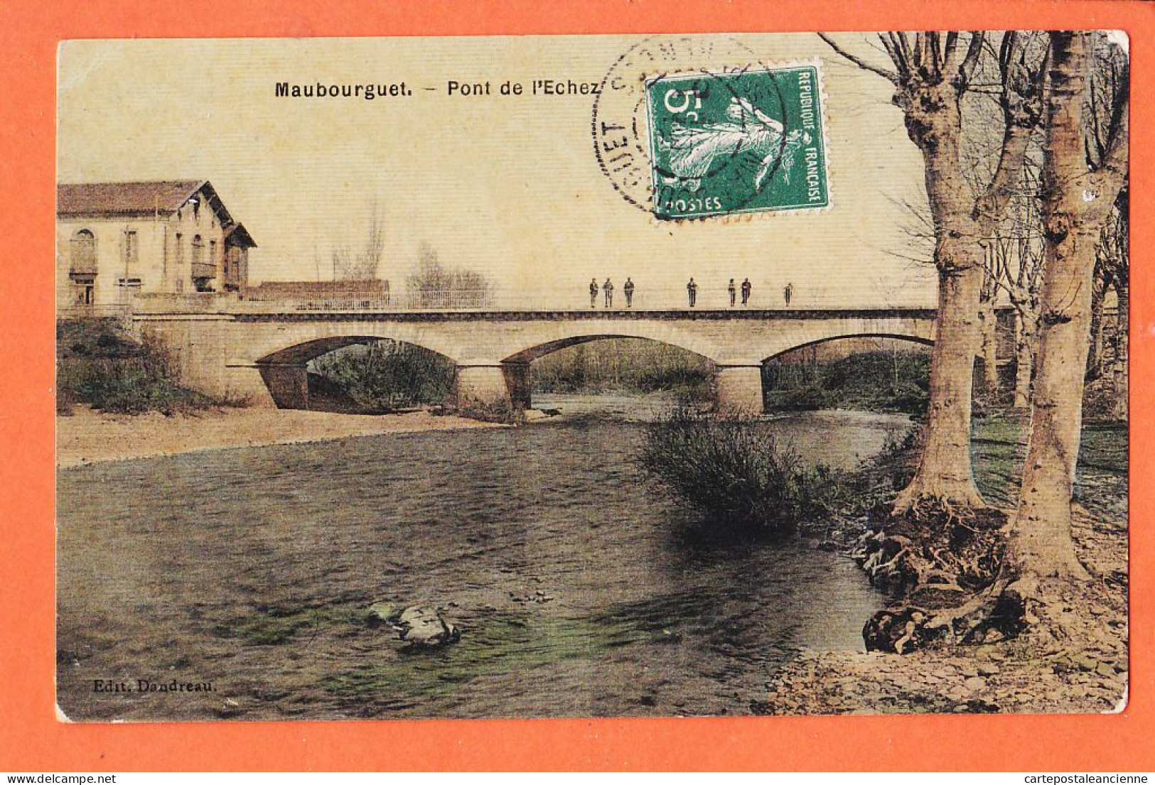 07740 ● ● Rare Carte Toilée MAUBOURGUET (65) Pont De L' ECHEZ 1907 à Caroline POPPE Chantemerle Pont Abbé Arnoult - Maubourguet